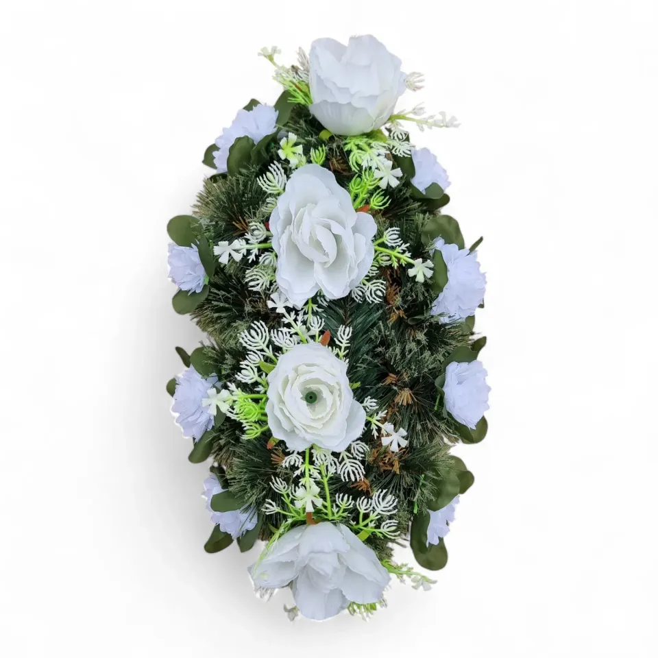 Lemeta Comexim coroană funerară artificială trandafiri dalii