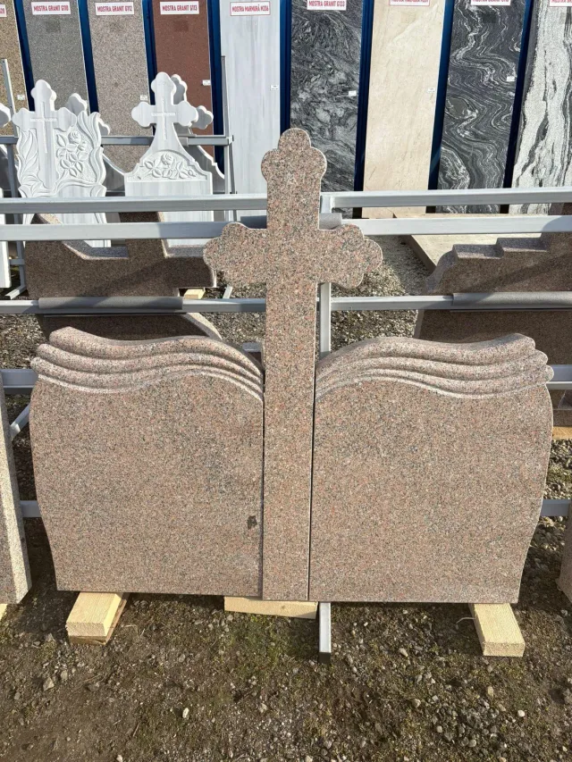 MARMURA GRANIT GR11 cruce funerara granit rosu tripla