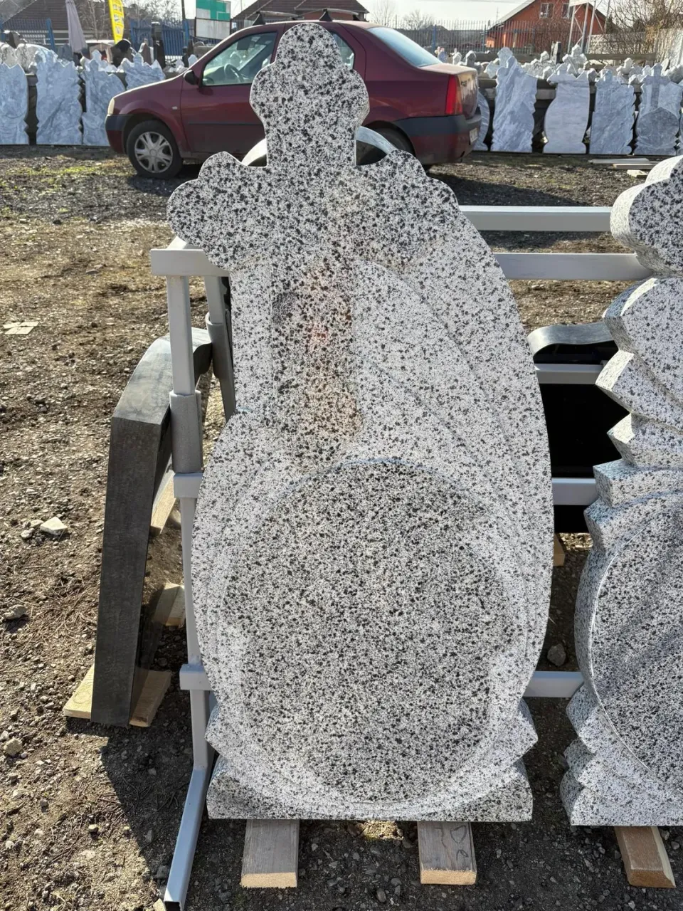 MARMURA GRANIT GG20 cruce funerară granit gri cu vaze