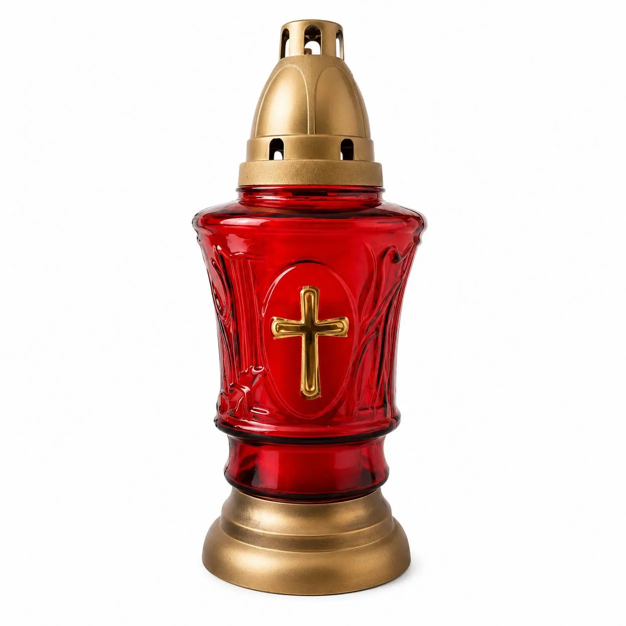 Lemeta candelă sticlă cu cruce aurie