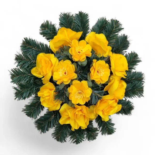 Lemeta Comexim Coroana Funerara Artificiala 8 Trandafiri Galbeni